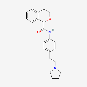 molecular formula C22H26N2O2 B6947947 N-[4-(2-pyrrolidin-1-ylethyl)phenyl]-3,4-dihydro-1H-isochromene-1-carboxamide 