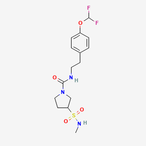 molecular formula C15H21F2N3O4S B6947967 N-[2-[4-(difluoromethoxy)phenyl]ethyl]-3-(methylsulfamoyl)pyrrolidine-1-carboxamide 