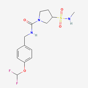 molecular formula C14H19F2N3O4S B6948035 N-[[4-(difluoromethoxy)phenyl]methyl]-3-(methylsulfamoyl)pyrrolidine-1-carboxamide 