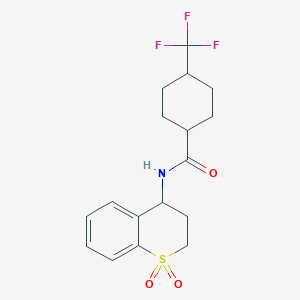 molecular formula C17H20F3NO3S B6948051 N-(1,1-dioxo-3,4-dihydro-2H-thiochromen-4-yl)-4-(trifluoromethyl)cyclohexane-1-carboxamide 
