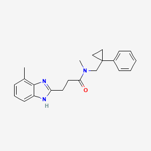 molecular formula C22H25N3O B6948082 N-methyl-3-(4-methyl-1H-benzimidazol-2-yl)-N-[(1-phenylcyclopropyl)methyl]propanamide 