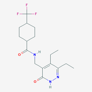 molecular formula C17H24F3N3O2 B6948161 N-[(3,4-diethyl-6-oxo-1H-pyridazin-5-yl)methyl]-4-(trifluoromethyl)cyclohexane-1-carboxamide 