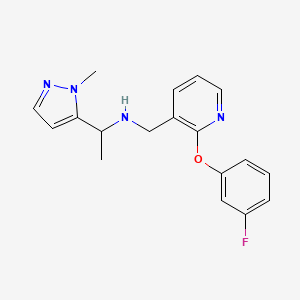 molecular formula C18H19FN4O B6948293 N-[[2-(3-fluorophenoxy)pyridin-3-yl]methyl]-1-(2-methylpyrazol-3-yl)ethanamine 