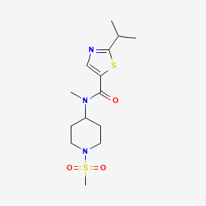 molecular formula C14H23N3O3S2 B6948389 N-methyl-N-(1-methylsulfonylpiperidin-4-yl)-2-propan-2-yl-1,3-thiazole-5-carboxamide 