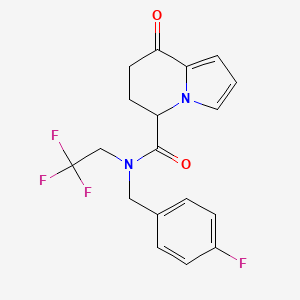 molecular formula C18H16F4N2O2 B6948445 N-[(4-fluorophenyl)methyl]-8-oxo-N-(2,2,2-trifluoroethyl)-6,7-dihydro-5H-indolizine-5-carboxamide 