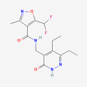 molecular formula C15H18F2N4O3 B6948446 N-[(3,4-diethyl-6-oxo-1H-pyridazin-5-yl)methyl]-5-(difluoromethyl)-3-methyl-1,2-oxazole-4-carboxamide 