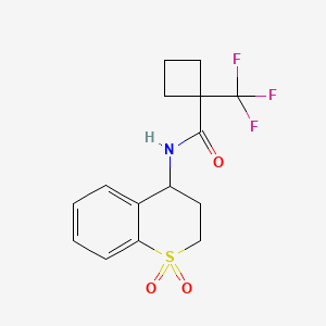 molecular formula C15H16F3NO3S B6948478 N-(1,1-dioxo-3,4-dihydro-2H-thiochromen-4-yl)-1-(trifluoromethyl)cyclobutane-1-carboxamide 