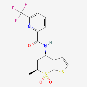 molecular formula C15H13F3N2O3S2 B6948612 N-[(4S,6S)-6-methyl-7,7-dioxo-5,6-dihydro-4H-thieno[2,3-b]thiopyran-4-yl]-6-(trifluoromethyl)pyridine-2-carboxamide 