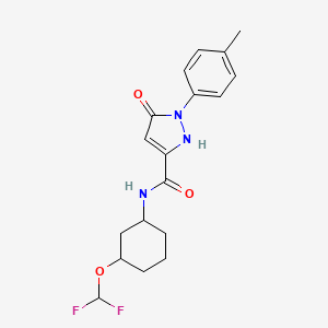molecular formula C18H21F2N3O3 B6948865 N-[3-(difluoromethoxy)cyclohexyl]-2-(4-methylphenyl)-3-oxo-1H-pyrazole-5-carboxamide 