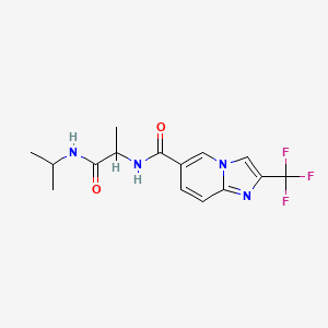 molecular formula C15H17F3N4O2 B6949054 N-[1-oxo-1-(propan-2-ylamino)propan-2-yl]-2-(trifluoromethyl)imidazo[1,2-a]pyridine-6-carboxamide 