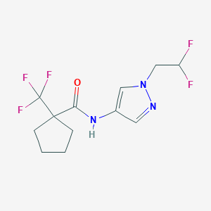molecular formula C12H14F5N3O B6949138 N-[1-(2,2-difluoroethyl)pyrazol-4-yl]-1-(trifluoromethyl)cyclopentane-1-carboxamide 
