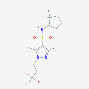 molecular formula C15H24F3N3O2S B6949168 N-(2,2-dimethylcyclopentyl)-3,5-dimethyl-1-(3,3,3-trifluoropropyl)pyrazole-4-sulfonamide 