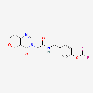 molecular formula C17H17F2N3O4 B6949569 N-[[4-(difluoromethoxy)phenyl]methyl]-2-(4-oxo-7,8-dihydro-5H-pyrano[4,3-d]pyrimidin-3-yl)acetamide 