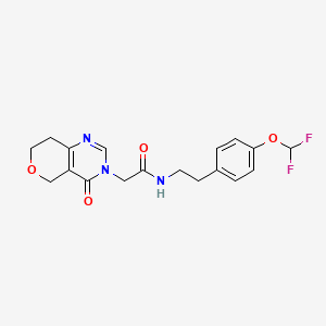 molecular formula C18H19F2N3O4 B6949580 N-[2-[4-(difluoromethoxy)phenyl]ethyl]-2-(4-oxo-7,8-dihydro-5H-pyrano[4,3-d]pyrimidin-3-yl)acetamide 