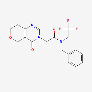 molecular formula C18H18F3N3O3 B6949582 N-benzyl-2-(4-oxo-7,8-dihydro-5H-pyrano[4,3-d]pyrimidin-3-yl)-N-(2,2,2-trifluoroethyl)acetamide 
