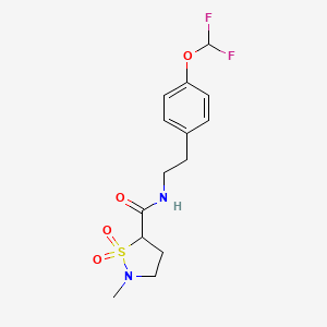 molecular formula C14H18F2N2O4S B6949755 N-[2-[4-(difluoromethoxy)phenyl]ethyl]-2-methyl-1,1-dioxo-1,2-thiazolidine-5-carboxamide 