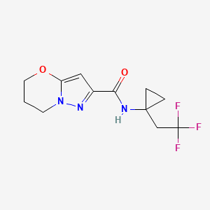 molecular formula C12H14F3N3O2 B6949950 N-[1-(2,2,2-trifluoroethyl)cyclopropyl]-6,7-dihydro-5H-pyrazolo[5,1-b][1,3]oxazine-2-carboxamide 