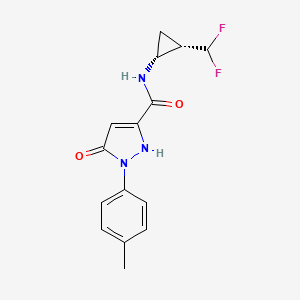 molecular formula C15H15F2N3O2 B6950085 N-[(1R,2S)-2-(difluoromethyl)cyclopropyl]-2-(4-methylphenyl)-3-oxo-1H-pyrazole-5-carboxamide 