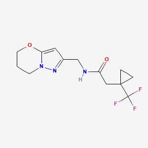molecular formula C13H16F3N3O2 B6950182 N-(6,7-dihydro-5H-pyrazolo[5,1-b][1,3]oxazin-2-ylmethyl)-2-[1-(trifluoromethyl)cyclopropyl]acetamide 