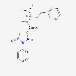 molecular formula C22H23F2N3O2 B6950260 N-(1,1-difluoro-4-phenylbutan-2-yl)-N-methyl-2-(4-methylphenyl)-3-oxo-1H-pyrazole-5-carboxamide 