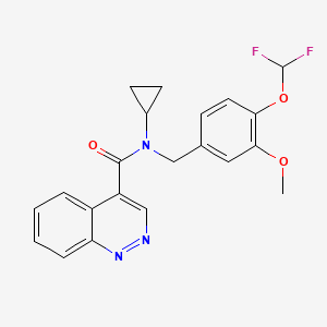 molecular formula C21H19F2N3O3 B6950294 N-cyclopropyl-N-[[4-(difluoromethoxy)-3-methoxyphenyl]methyl]cinnoline-4-carboxamide 