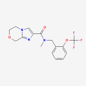 molecular formula C16H16F3N3O3 B6950299 N-methyl-N-[[2-(trifluoromethoxy)phenyl]methyl]-6,8-dihydro-5H-imidazo[2,1-c][1,4]oxazine-2-carboxamide 