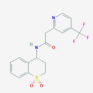 molecular formula C17H15F3N2O3S B6950312 N-(1,1-dioxo-3,4-dihydro-2H-thiochromen-4-yl)-2-[4-(trifluoromethyl)pyridin-2-yl]acetamide 