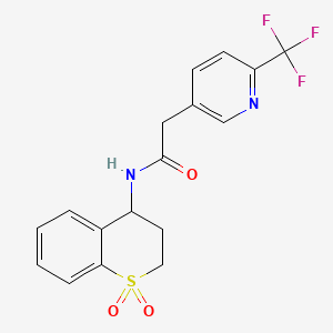 molecular formula C17H15F3N2O3S B6950314 N-(1,1-dioxo-3,4-dihydro-2H-thiochromen-4-yl)-2-[6-(trifluoromethyl)pyridin-3-yl]acetamide 