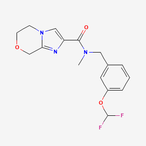 molecular formula C16H17F2N3O3 B6950364 N-[[3-(difluoromethoxy)phenyl]methyl]-N-methyl-6,8-dihydro-5H-imidazo[2,1-c][1,4]oxazine-2-carboxamide 