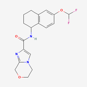 molecular formula C18H19F2N3O3 B6950411 N-[6-(difluoromethoxy)-1,2,3,4-tetrahydronaphthalen-1-yl]-6,8-dihydro-5H-imidazo[2,1-c][1,4]oxazine-2-carboxamide 