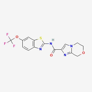 molecular formula C15H11F3N4O3S B6950432 N-[6-(trifluoromethoxy)-1,3-benzothiazol-2-yl]-6,8-dihydro-5H-imidazo[2,1-c][1,4]oxazine-2-carboxamide 