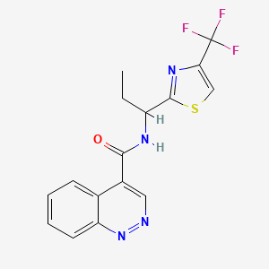 molecular formula C16H13F3N4OS B6950448 N-[1-[4-(trifluoromethyl)-1,3-thiazol-2-yl]propyl]cinnoline-4-carboxamide 
