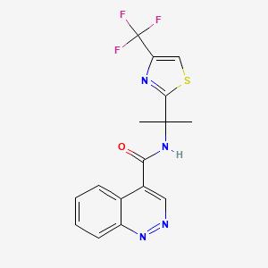 molecular formula C16H13F3N4OS B6950452 N-[2-[4-(trifluoromethyl)-1,3-thiazol-2-yl]propan-2-yl]cinnoline-4-carboxamide 
