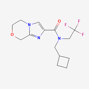 molecular formula C14H18F3N3O2 B6950475 N-(cyclobutylmethyl)-N-(2,2,2-trifluoroethyl)-6,8-dihydro-5H-imidazo[2,1-c][1,4]oxazine-2-carboxamide 