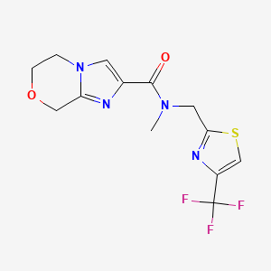 molecular formula C13H13F3N4O2S B6950483 N-methyl-N-[[4-(trifluoromethyl)-1,3-thiazol-2-yl]methyl]-6,8-dihydro-5H-imidazo[2,1-c][1,4]oxazine-2-carboxamide 
