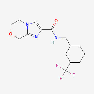 molecular formula C15H20F3N3O2 B6950510 N-[[3-(trifluoromethyl)cyclohexyl]methyl]-6,8-dihydro-5H-imidazo[2,1-c][1,4]oxazine-2-carboxamide 