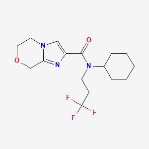 molecular formula C16H22F3N3O2 B6950514 N-cyclohexyl-N-(3,3,3-trifluoropropyl)-6,8-dihydro-5H-imidazo[2,1-c][1,4]oxazine-2-carboxamide 