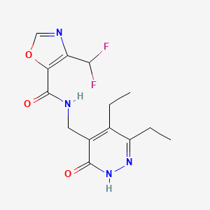 molecular formula C14H16F2N4O3 B6950535 N-[(3,4-diethyl-6-oxo-1H-pyridazin-5-yl)methyl]-4-(difluoromethyl)-1,3-oxazole-5-carboxamide 
