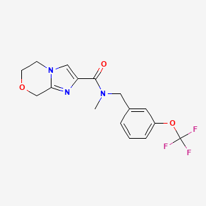 molecular formula C16H16F3N3O3 B6950538 N-methyl-N-[[3-(trifluoromethoxy)phenyl]methyl]-6,8-dihydro-5H-imidazo[2,1-c][1,4]oxazine-2-carboxamide 