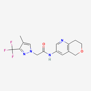 molecular formula C15H15F3N4O2 B6950555 N-(7,8-dihydro-5H-pyrano[4,3-b]pyridin-3-yl)-2-[4-methyl-3-(trifluoromethyl)pyrazol-1-yl]acetamide 