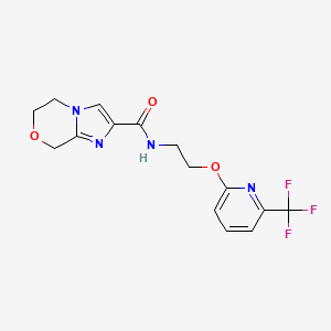 molecular formula C15H15F3N4O3 B6950572 N-[2-[6-(trifluoromethyl)pyridin-2-yl]oxyethyl]-6,8-dihydro-5H-imidazo[2,1-c][1,4]oxazine-2-carboxamide 