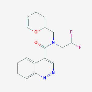 molecular formula C17H17F2N3O2 B6950611 N-(2,2-difluoroethyl)-N-(3,4-dihydro-2H-pyran-2-ylmethyl)cinnoline-4-carboxamide 