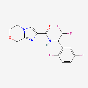 molecular formula C15H13F4N3O2 B6950666 N-[1-(2,5-difluorophenyl)-2,2-difluoroethyl]-6,8-dihydro-5H-imidazo[2,1-c][1,4]oxazine-2-carboxamide 