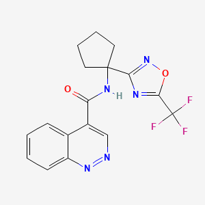 molecular formula C17H14F3N5O2 B6950697 N-[1-[5-(trifluoromethyl)-1,2,4-oxadiazol-3-yl]cyclopentyl]cinnoline-4-carboxamide 