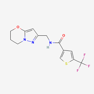 molecular formula C13H12F3N3O2S B6950717 N-(6,7-dihydro-5H-pyrazolo[5,1-b][1,3]oxazin-2-ylmethyl)-5-(trifluoromethyl)thiophene-3-carboxamide 