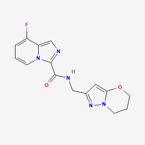 molecular formula C15H14FN5O2 B6950720 N-(6,7-dihydro-5H-pyrazolo[5,1-b][1,3]oxazin-2-ylmethyl)-8-fluoroimidazo[1,5-a]pyridine-3-carboxamide 
