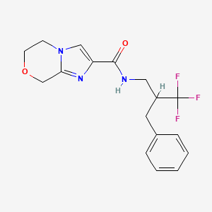 molecular formula C17H18F3N3O2 B6950730 N-(2-benzyl-3,3,3-trifluoropropyl)-6,8-dihydro-5H-imidazo[2,1-c][1,4]oxazine-2-carboxamide 