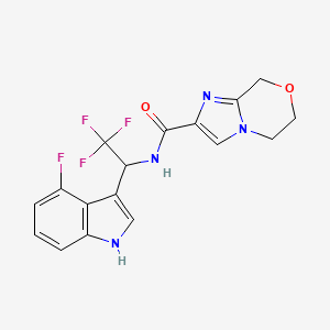 molecular formula C17H14F4N4O2 B6950766 N-[2,2,2-trifluoro-1-(4-fluoro-1H-indol-3-yl)ethyl]-6,8-dihydro-5H-imidazo[2,1-c][1,4]oxazine-2-carboxamide 