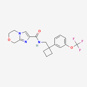 molecular formula C19H20F3N3O3 B6950782 N-[[1-[3-(trifluoromethoxy)phenyl]cyclobutyl]methyl]-6,8-dihydro-5H-imidazo[2,1-c][1,4]oxazine-2-carboxamide 