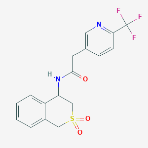 molecular formula C17H15F3N2O3S B6950801 N-(2,2-dioxo-3,4-dihydro-1H-isothiochromen-4-yl)-2-[6-(trifluoromethyl)pyridin-3-yl]acetamide 